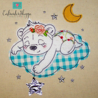 Sleeping Bertha Bear Raw Edge Applique