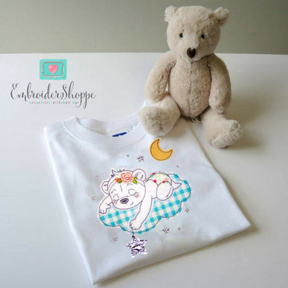 Sleeping Bertha Bear Raw Edge Applique
