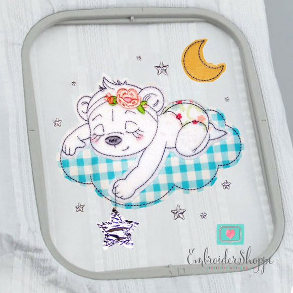 Sleeping Bertha Bear Raw Edge Applique
