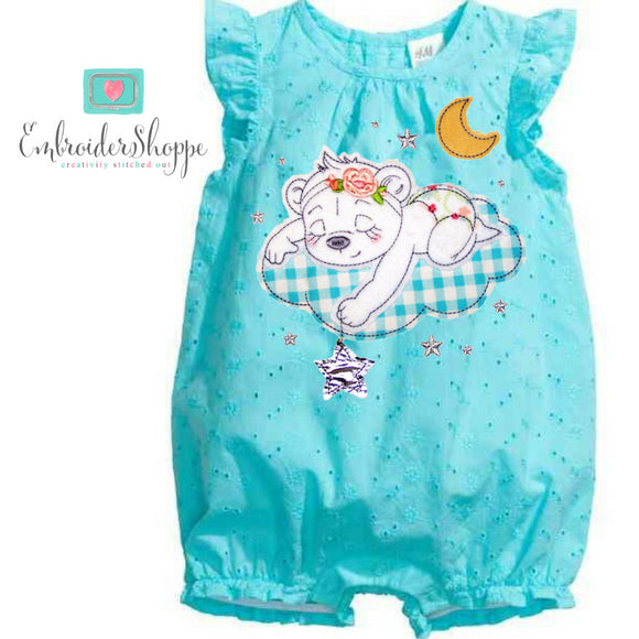 Sleeping Bertha Bear Raw Edge Applique