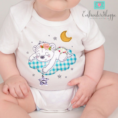 Sleeping Bertha Bear Raw Edge Applique