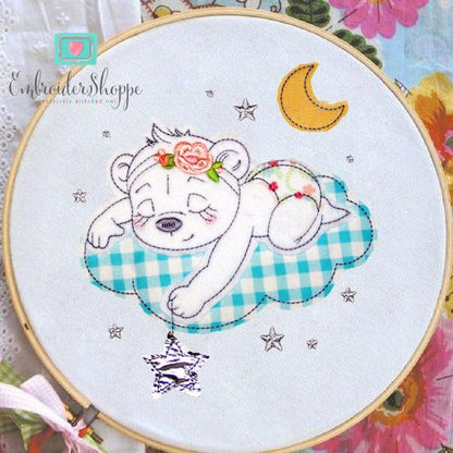 Sleeping Bertha Bear Raw Edge Applique