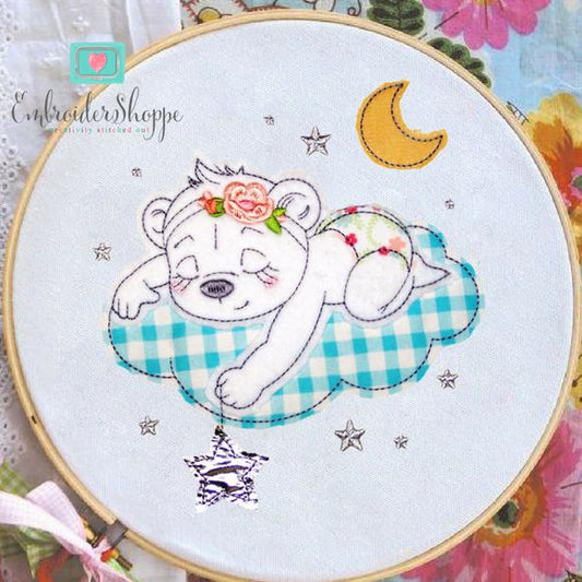 Sleeping Bertha Bear Raw Edge Applique