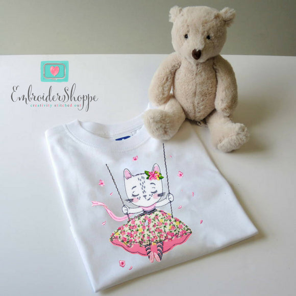 Swinging Kitty Raw Edge Applique