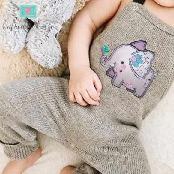 Baby Elephant Party Applique