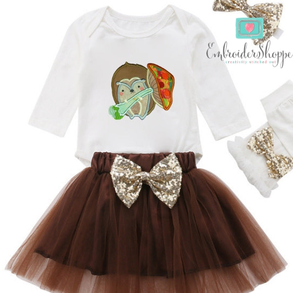 Hedgehog and Mushroom Applique