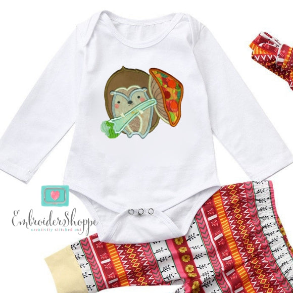 Hedgehog and Mushroom Applique