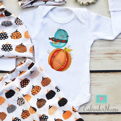 Pumpkin Birdy Applique