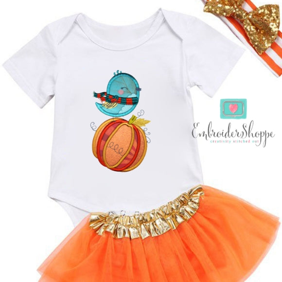 Pumpkin Birdy Applique