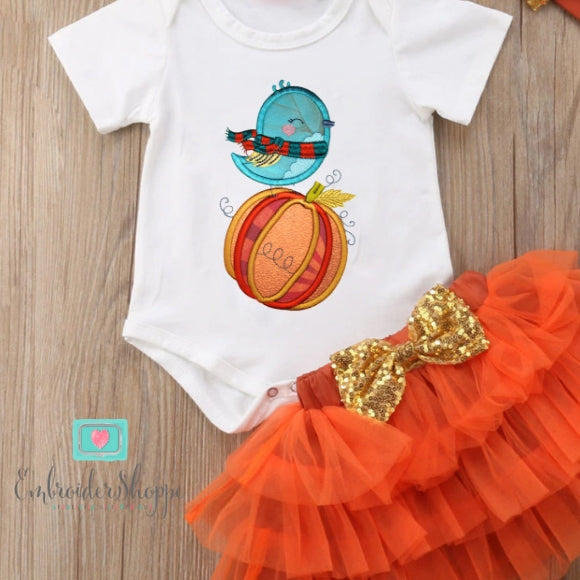 Pumpkin Birdy Applique