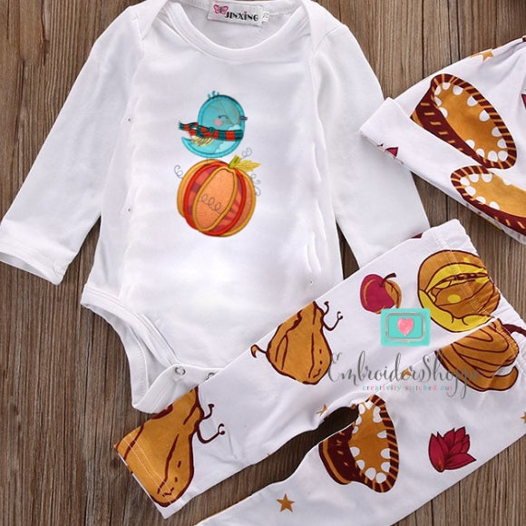 Pumpkin Birdy Applique