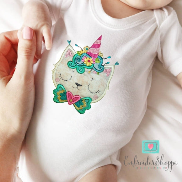 Unicorn Cat Applique Set