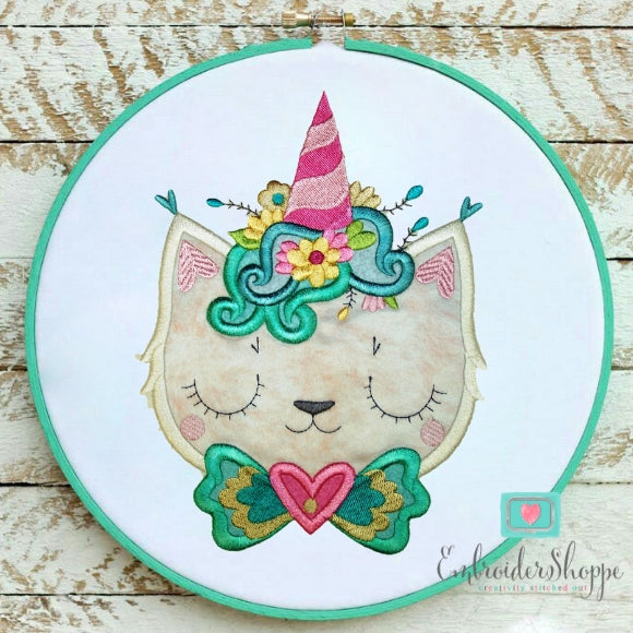 Unicorn Cat Applique Set