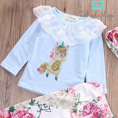 Unicorn Cat Applique Set