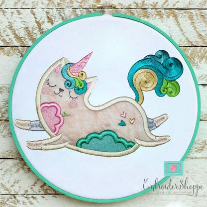 Unicorn Cat Applique Set
