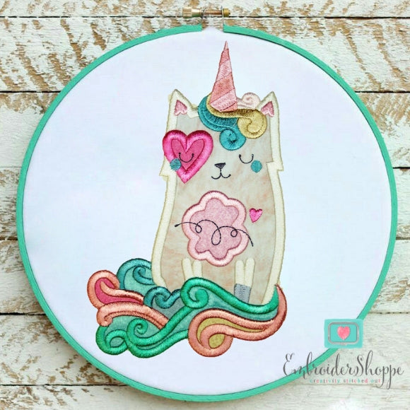 Unicorn Cat Applique Set