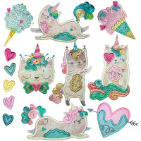 Unicorn Cat Applique Set