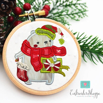 Winter Polar Bear Applique