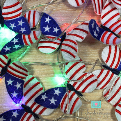 4th of July Butterfly String Lights