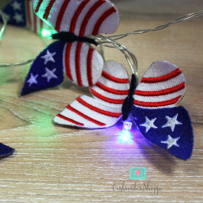 4th of July Butterfly String Lights