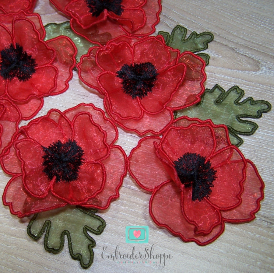 Organza Poppy Embellishments