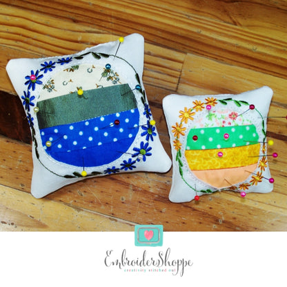 Daisy Square Quilted Pincushions