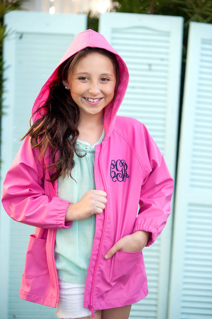 Hot Pink Kids' Rain Jacket-Small