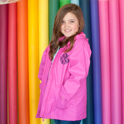 Hot Pink Kids' Rain Jacket-Small