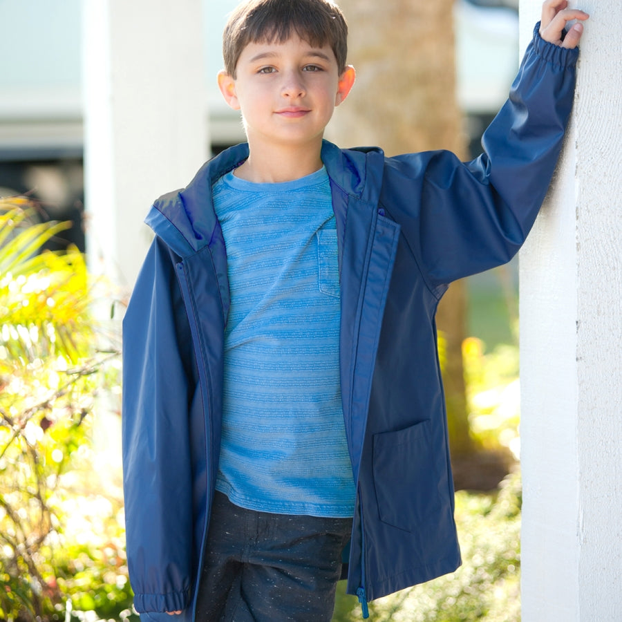 Navy Kids' Rain Jacket-Medium