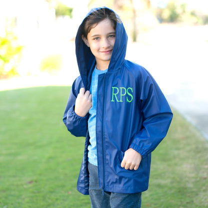 Navy Kids' Rain Jacket-Medium