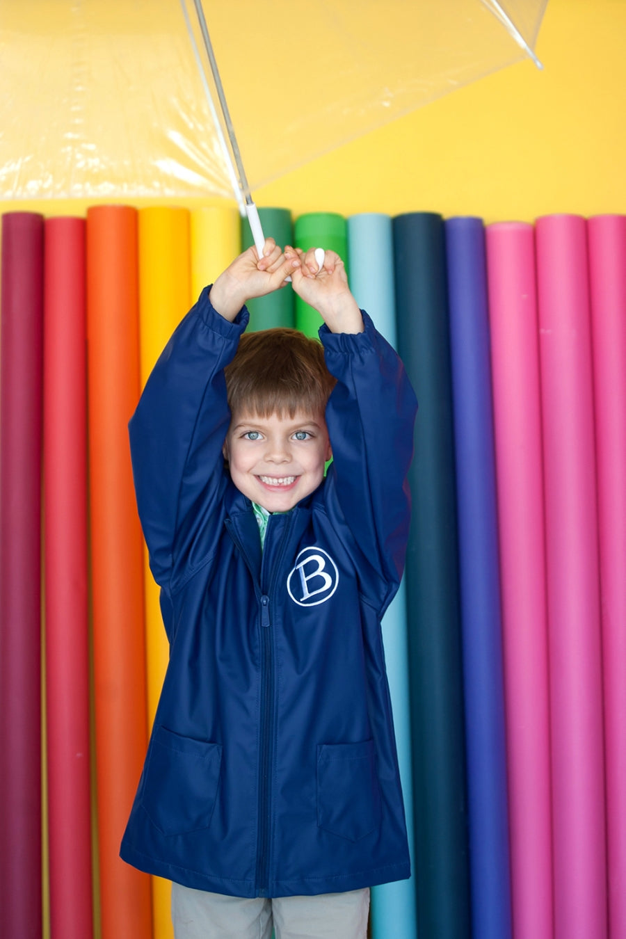 Navy Kids' Rain Jacket-Large