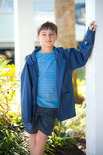 Navy Kids' Rain Jacket-Large