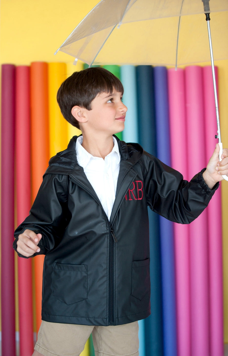 Black Kids' Rain Jacket-Small