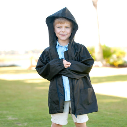 Black Kids' Rain Jacket-Small