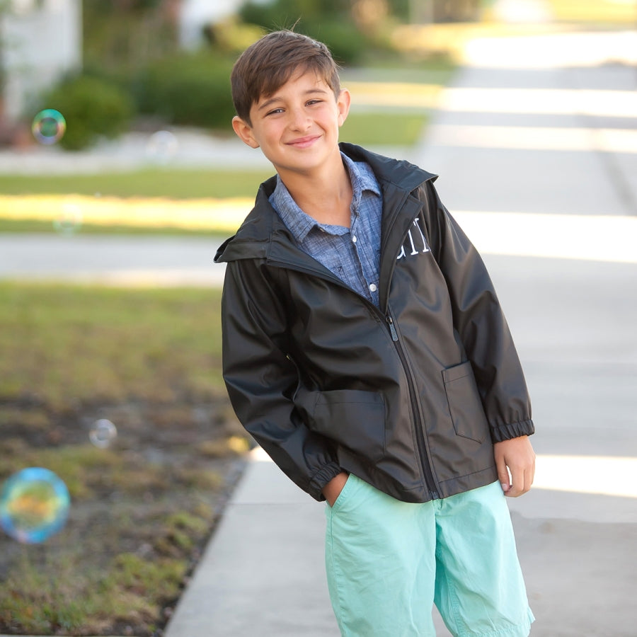 Black Kids' Rain Jacket-Small