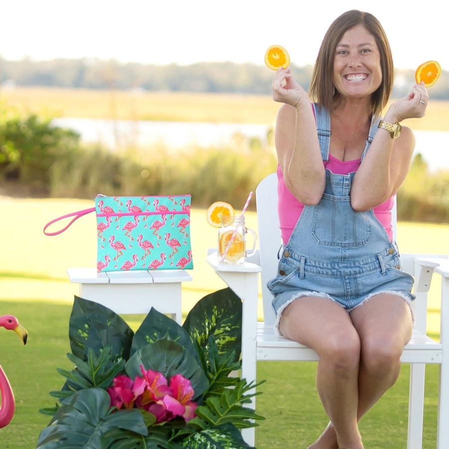 Tickled Pink Zip Pouch Wristlet