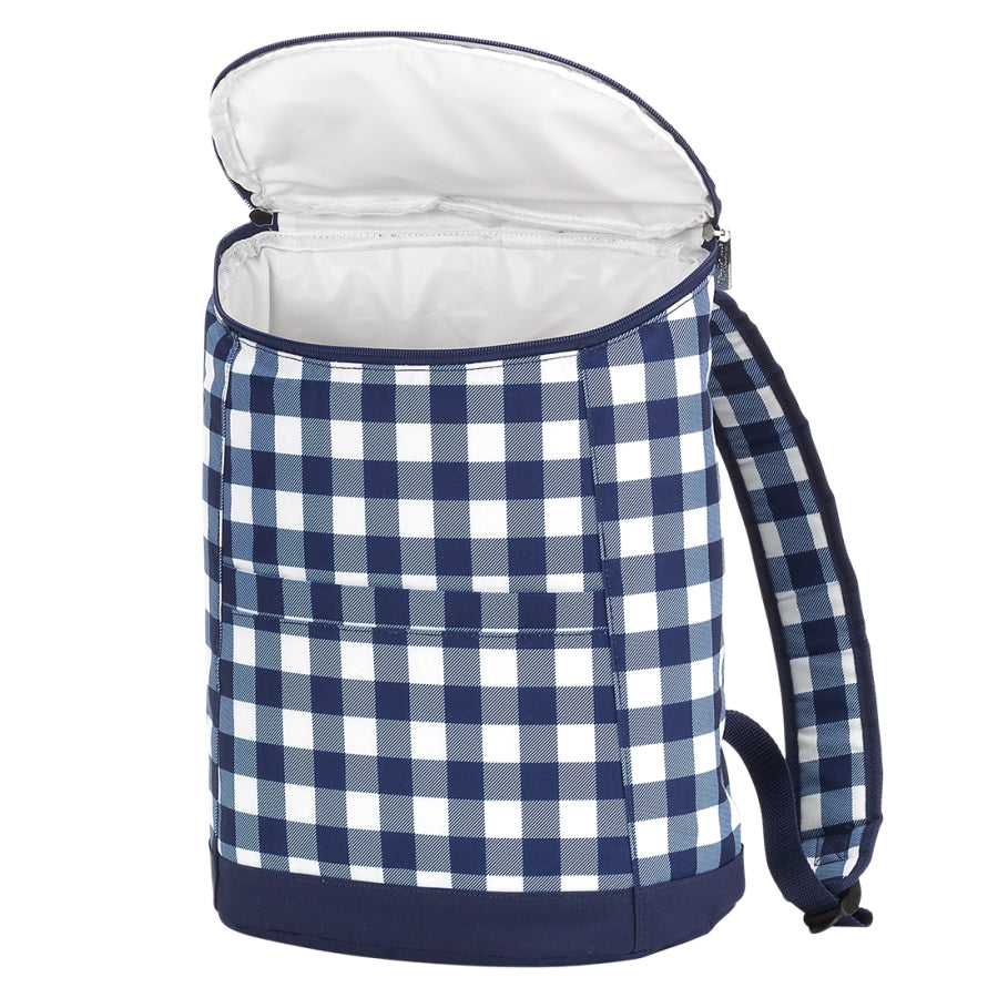 Navy Check Backpack Cooler