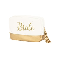 Creme Cabana Cosmetic Bag Gold Bride Embroidery
