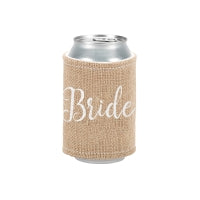 Burlap Drink Wrap White Bride Embroidery