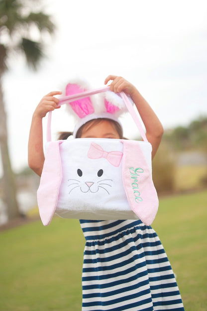 Light Pink Bunny  Plush Easter Bucket