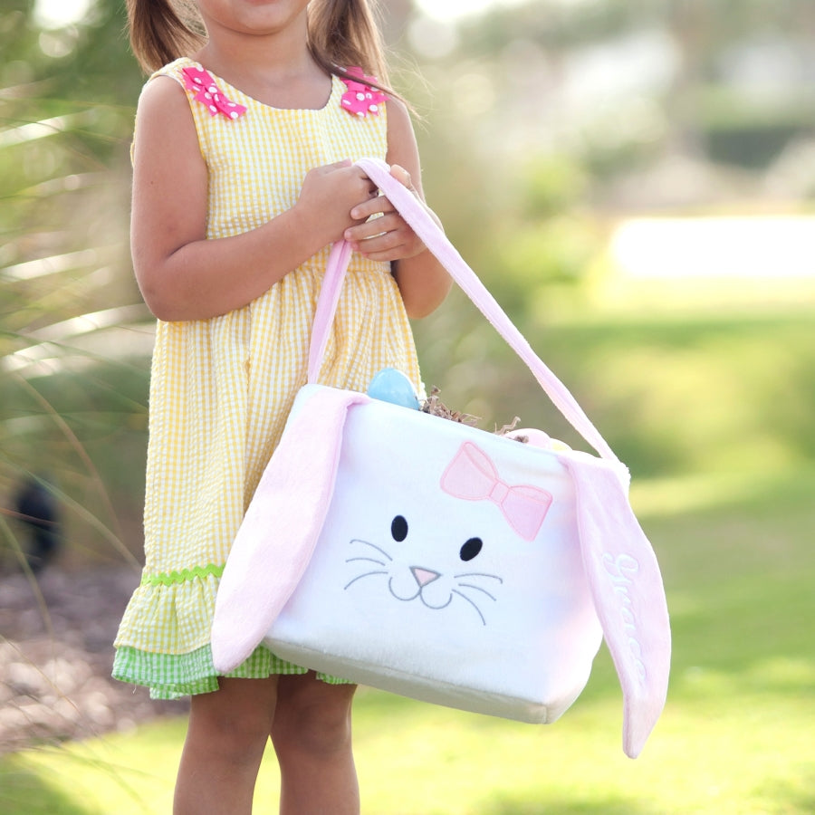 Light Pink Bunny  Plush Easter Bucket