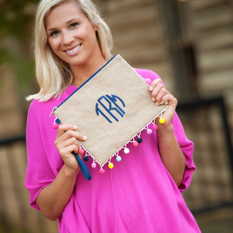 Multi-Colored Pom-Pom Clutch