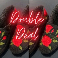 Red Rose Black Soles Espadrille DOUBLE DEAL