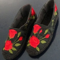 Red Rose Black Sole Espadrille