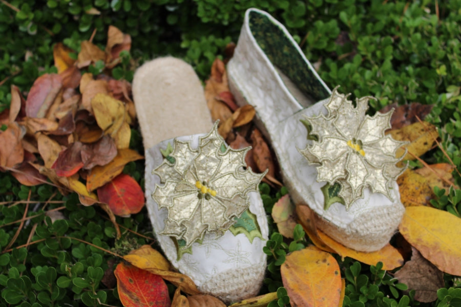 3D Poinsettia Espadrille GOLD