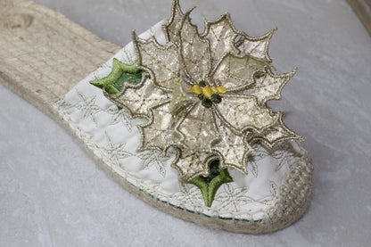 3D Poinsettia Espadrille GOLD DOUBLE DEAL