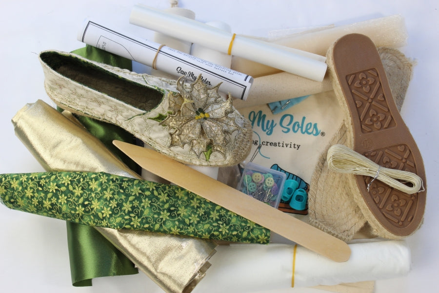 3D Poinsettia Espadrille GOLD DOUBLE DEAL