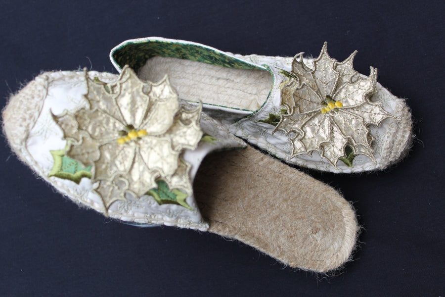 3D Poinsettia Espadrille GOLD DOUBLE DEAL