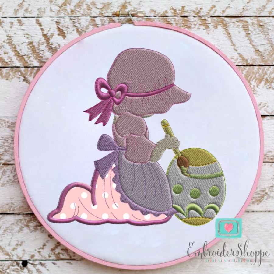 Sunbonnet Painting On Egg Applique