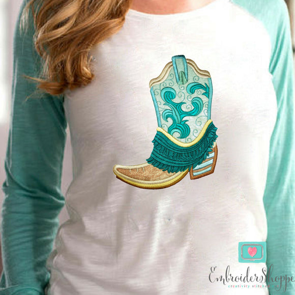 Honey Embroidered Fringe Boots